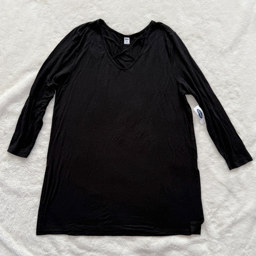 Old Navy Criss Cross Neckline Tunic Top Black Size XL